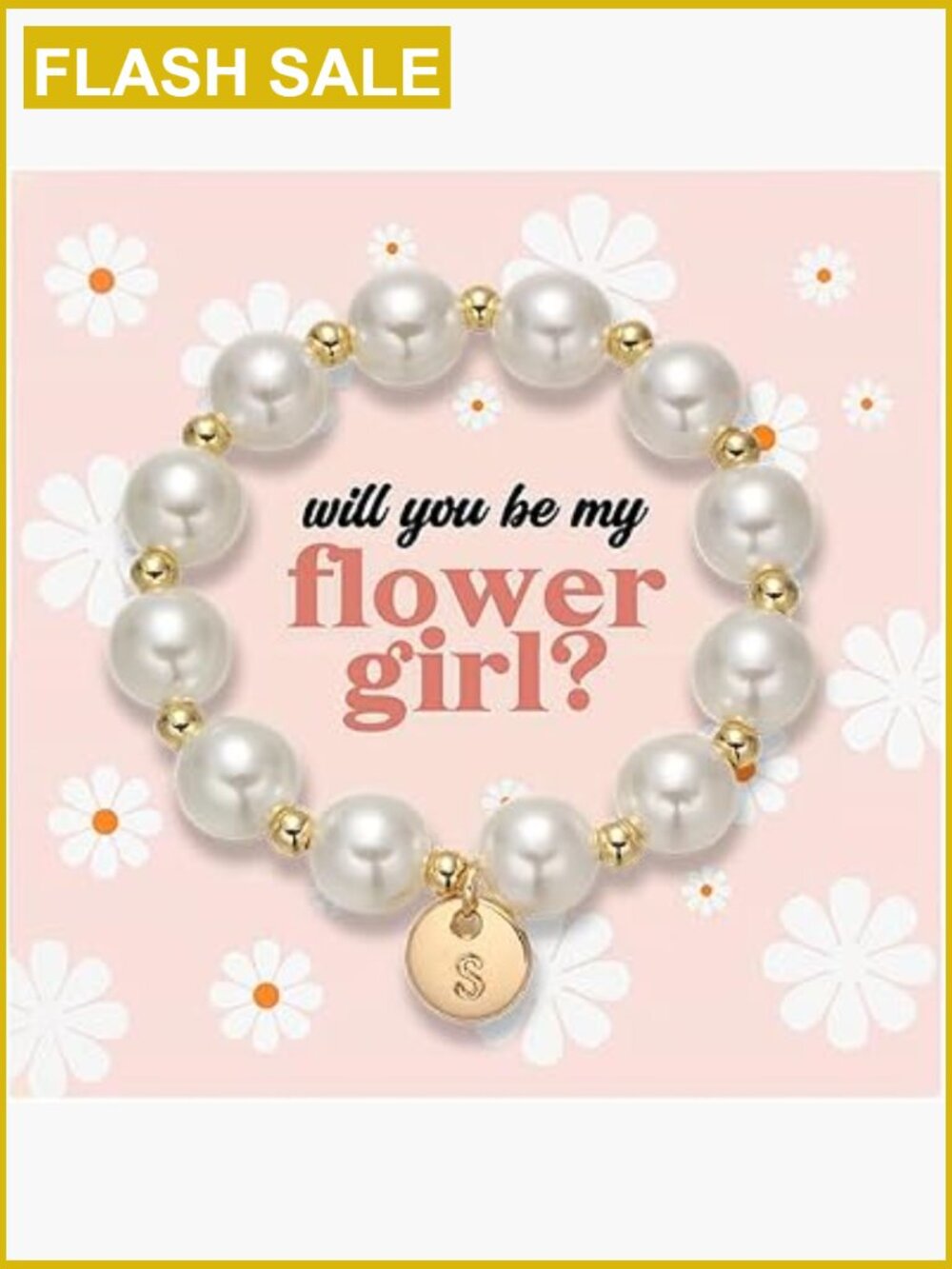 Initial A-Z Pearl Bracelet Flower Girl Proposal Gift